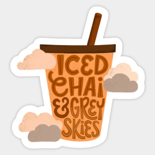 Iced Chai Grey Skies Sticker